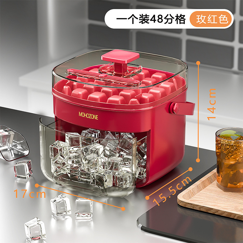 卸売製氷皿型バケツプッシュ式アイスキューブ型冷蔵庫冷凍アイスキューブ食品収納ボックス|undefined