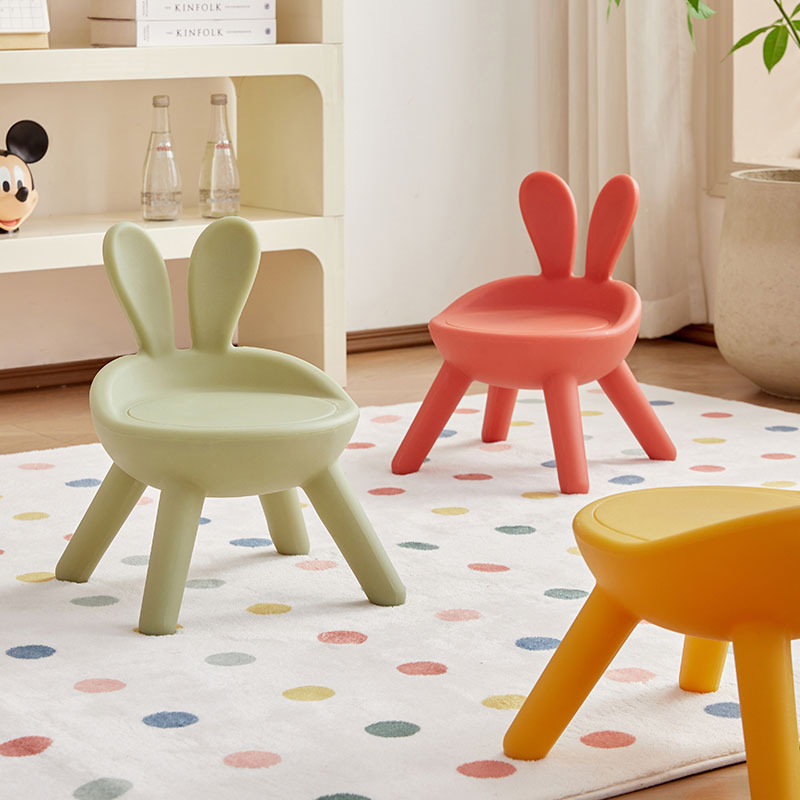 Cute Rabbit Shape Children's Backrest Chair Baby Plastic Backrest Chair Kindergarten Indoor Small Bench Shoe Changing Stool