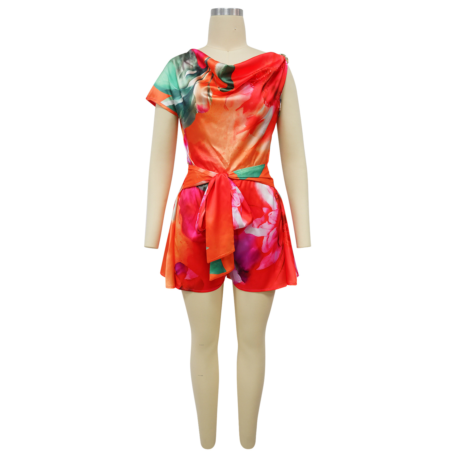 European And American Fashion Women's Backless Asymmetrical Printed Jumpsuit Sexy Casual Style Direct Sale From Factory_ecoleips.com