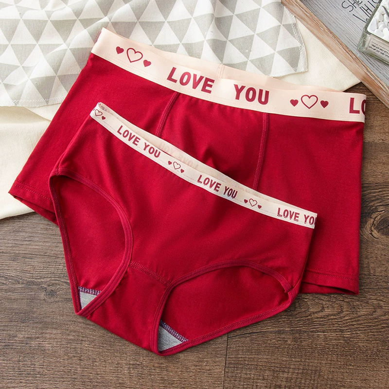Год рождения пары трусики мужские хлопчатобумажные красные мужские плоские углы плюс размер свадьбы праздничный