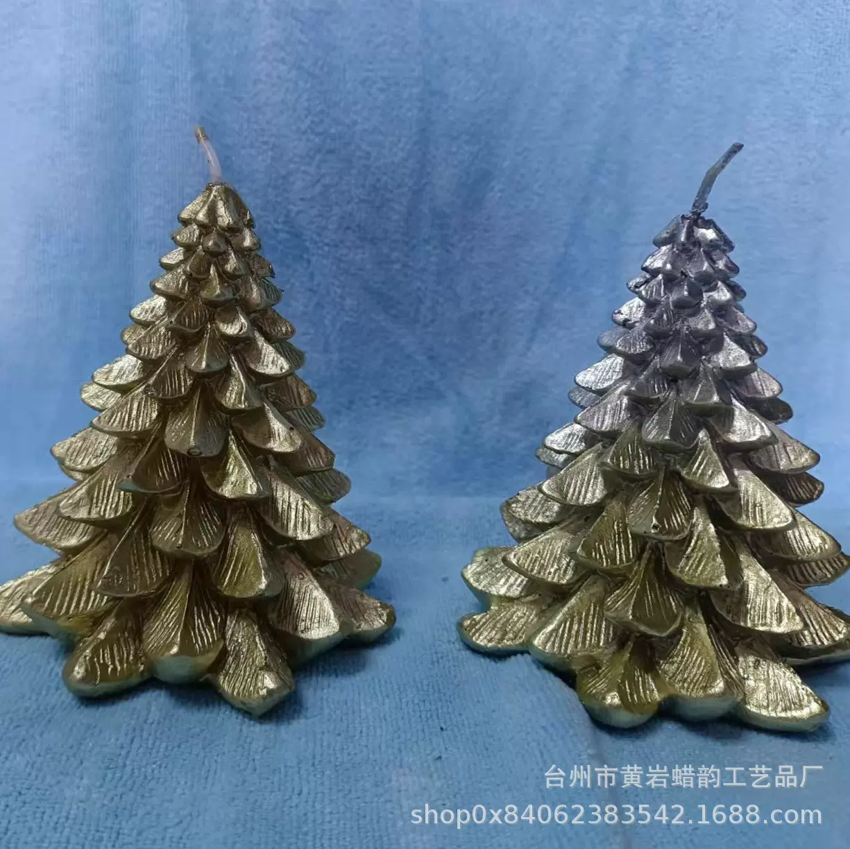 定制圣诞节香薰蜡烛金银喷绘创意圣诞树大豆蜡烛浪漫家居装饰摆件