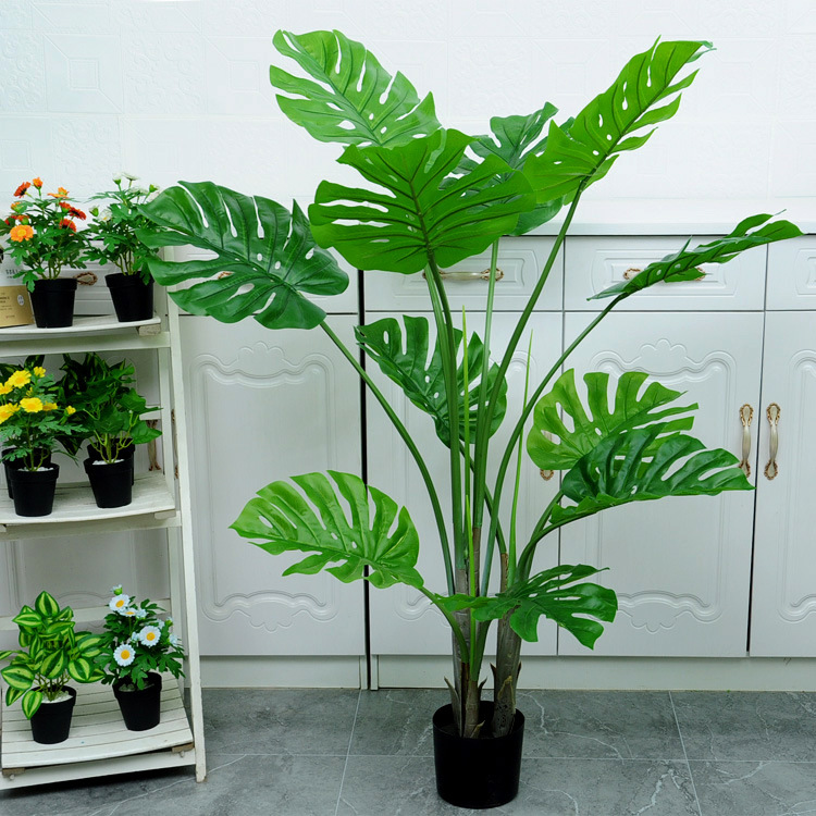 Artificial Monstera gran planta verde bonsai sala de estar oficina en casa decoración artificial Planta artificial bonsai artificial