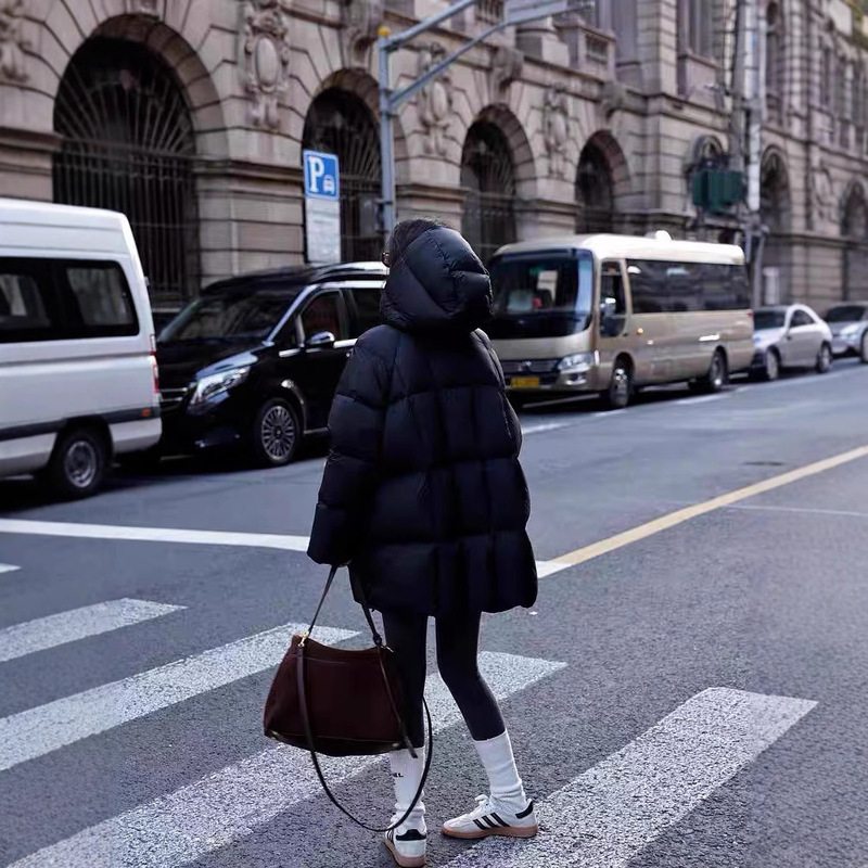 羽绒棉服女2025年新款冬季中长款连帽面包服宽松加厚棉衣外套|undefined