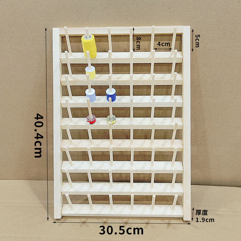 Soporte de eje de alambre de pared más hilo de coser de madera de pino largo Soporte de cable de almacenamiento de alambre con núcleo de lanzadera Soporte de peluca de llave Soporte de grupo de alambre de madera