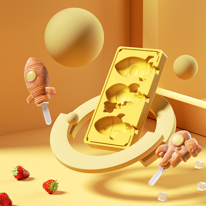 Ranura para tarjeta anti-sesgada de grado alimenticio paleta alfabeto número helado molde de helado de silicona de dibujos animados helado