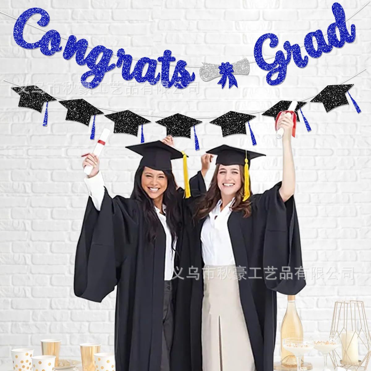 Bandera de graduación de temporada 2025 Bandera de graduación de cebolla dorada Decoración de la ceremonia de graduación