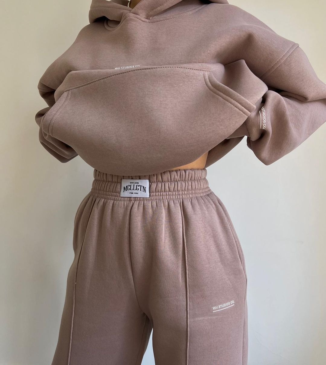 2024 Herbst/Winter neues lässiges Plüsch-Set mit langärmeligem Kapuzenpullover und Hose für Damen_voghion.com