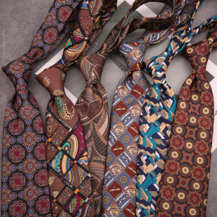 Men's 9cm Printed Design Retro Pattern Casual Dress Wedding Wide Hong Kong Style Tie