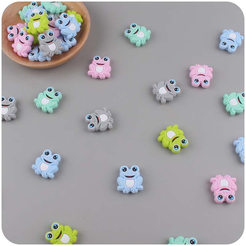 Bebé suministros de dibujos animados animal de silicona rana mordedor creativo DIY bebé molar chupete cadena anti-caída cadena accesorios