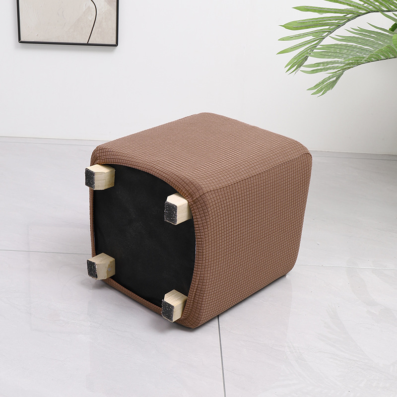 Grenzüberschreitender elastischer wasserdichter Waffelmais-Quadrat-Hocker-Bezug Staubschutz Haus Sofa All-Inclusive niedriger Hocker-Überzug