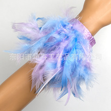网红热卖批发啪啪圈双色彩色羽毛手环服装搭配火片羽毛手腕饰品