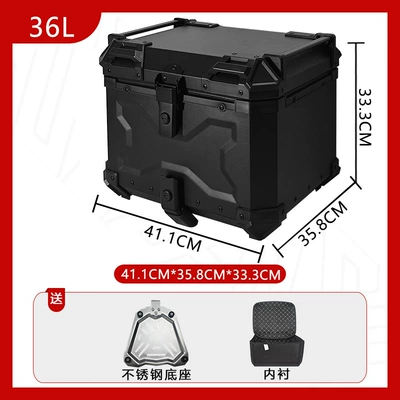 Tail Box Motorcycle Trunk | Motorcycle trunk - new-style-stainless-steel-base-36l-embossed-all-black-luxury-lining-quick-release