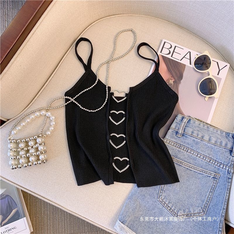 European and American Love Hollow Camisole Summer New Sexy Sexy Crop Top