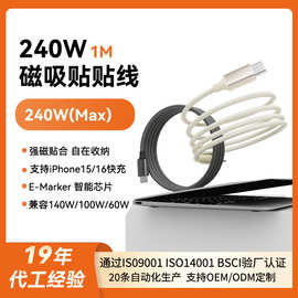 贴贴磁吸线240W快充TypeC车载充电线适用苹果17/16手机iPad