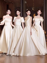 伴娘服2025新款秋冬香槟色姐妹团晚礼服长裙女高级感小众平时可穿