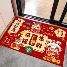 2025蛇年红门垫新春入户地垫喜庆进门防滑垫家用保险广告防滑地毯