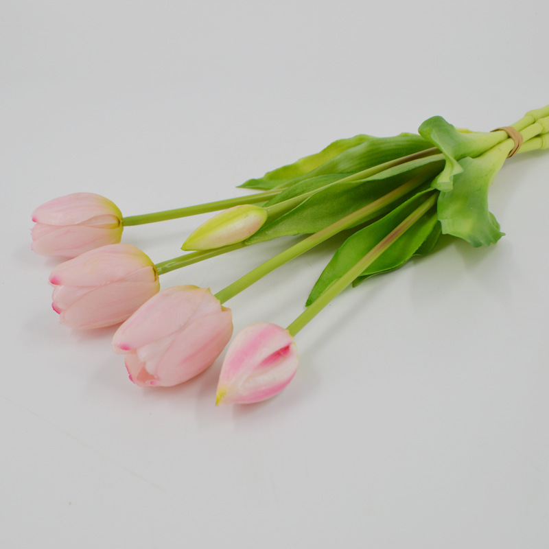 Simulación de flores de tulipas de goma blanda PE látex de goma de goma de flores de tulipas Simulación de flores humectantes 5 tulipas