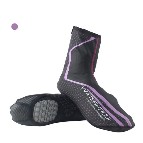 Cross-border PU plush windproof and waterproof shoe covers lock shoe covers winter warm fabric mountain bike riding waterproof shoe covers
