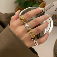 新款潮流網紅飾品凹凸不規則戒指金屬質感女生開口指環重工首飾