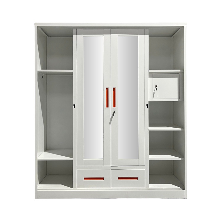 armario de impresión de acero personalizado armario de impresión de cuatro puertas armario de dormitorio armario de metal transfronterizo puerta deslizante hoja de hierro a prueba de humedad
