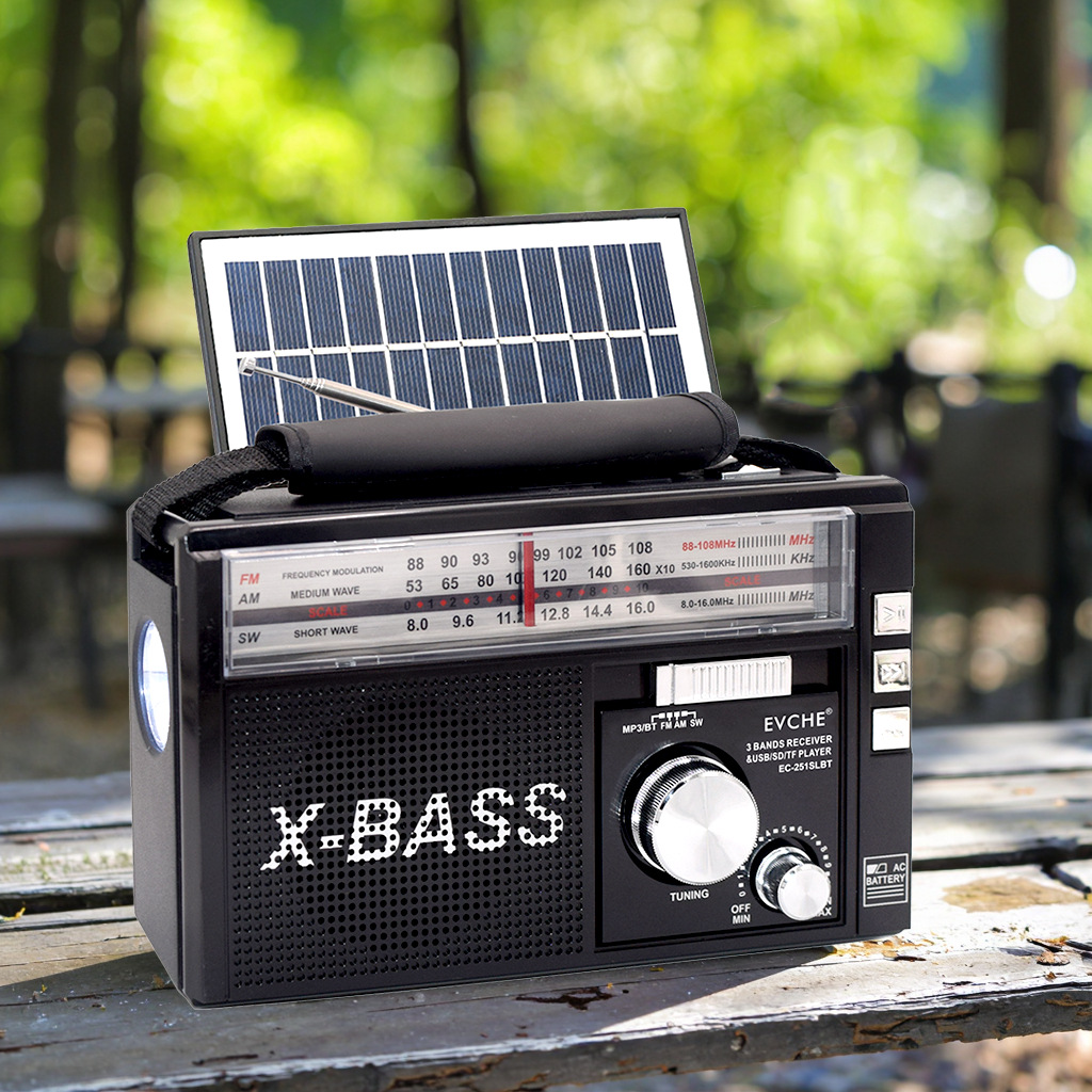 Fábrica transfronteriza tarjeta de enchufe Bluetooth linterna solar de emergencia multifuncional radio de banda completa portátil de estilo antiguo image 3