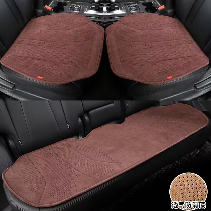 高品质乳胶汽车坐垫冬季拉姆斯翻毛皮单片汽车四季通用坐垫三件套