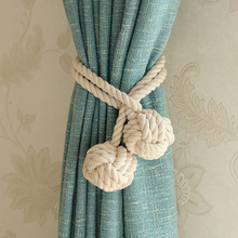 美式田园乡村日系小清新棉质手工编织窗帘绑带挂球窗帘扣
