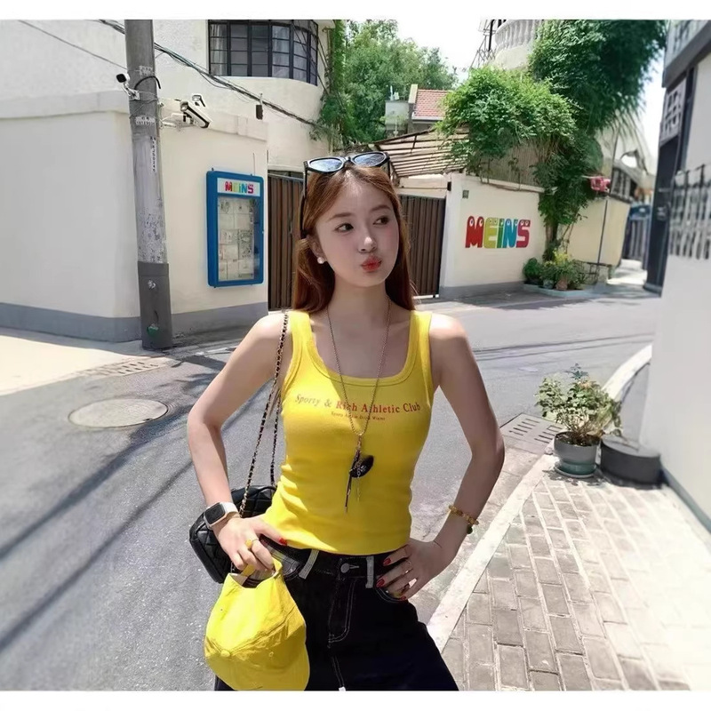 Left Cat 95 Color American Style Tank Top for Women Summer 2026 New Red and Yellow Cool Spicy Camisole 2223 #