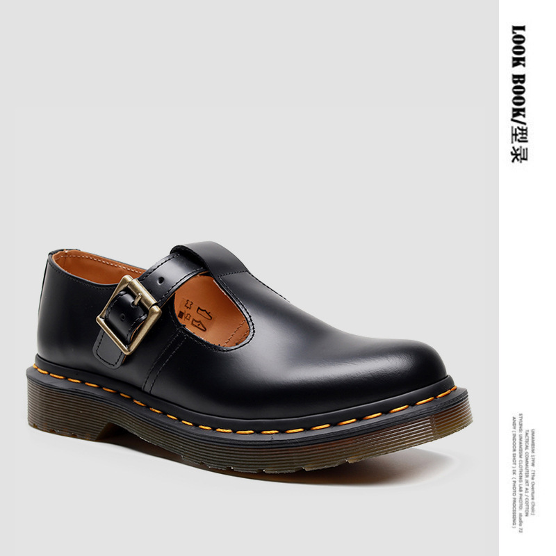 Summer Genuine Leather Casual Mary Jane Low-Top Breathable Shoes T-Strap British Cross-Border College Phoenix Jk Women's Shoes Students