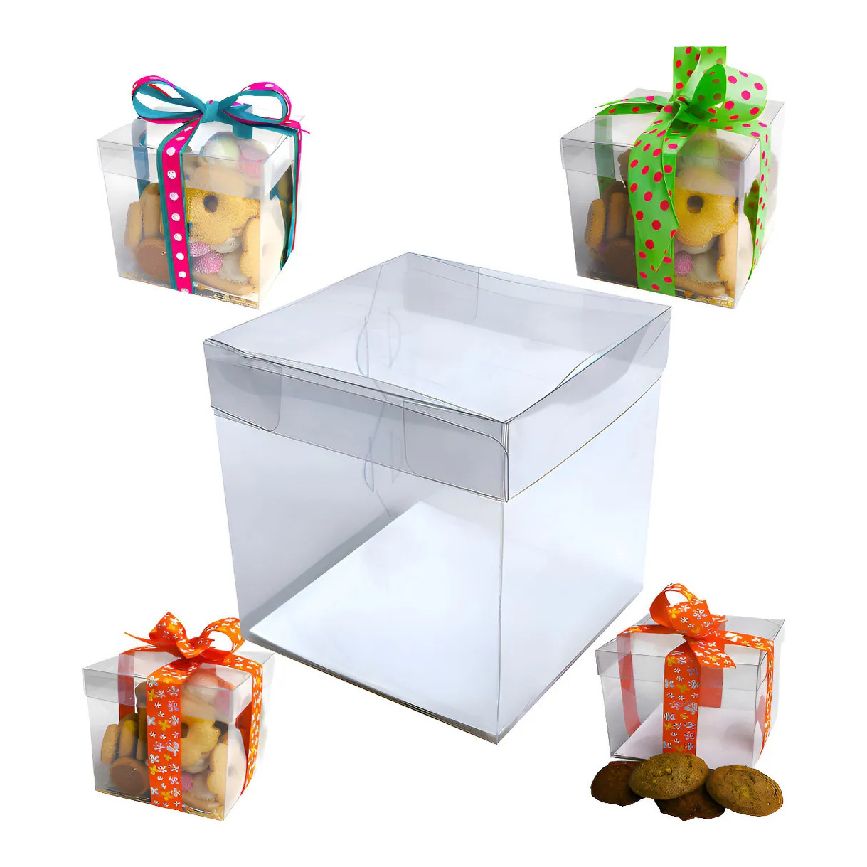 Amazon 10X10X10CM cielo y tierra cubierta caja transparente cubierta superior e inferior venta caliente caja de embalaje PET