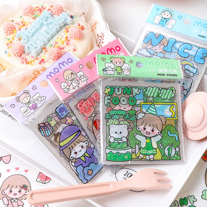 MOMO серии ПЭТ наклейки 20 штук в мешки ручной счет наклейки для детей DIY мультяшный наклейка материал оптом