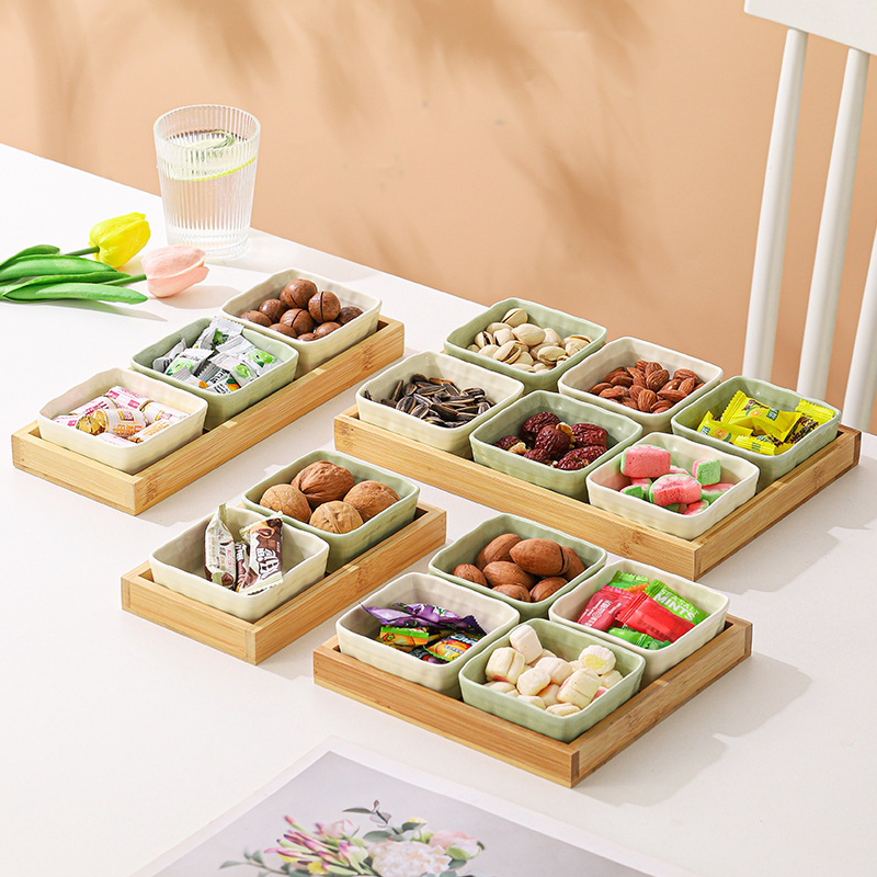 Creative square ceramic snack disc