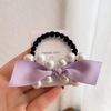 Retro hair rope, hairgrip from pearl with bow, hair accessory, Chanel style, french style