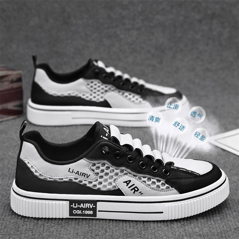 Zapatos de hombre de la estación europea, zapatos deportivos casuales transpirables de malla de transmisión en vivo de verano, zapatos de plataforma de todo fósforo de alta gama para estudiantes de moda