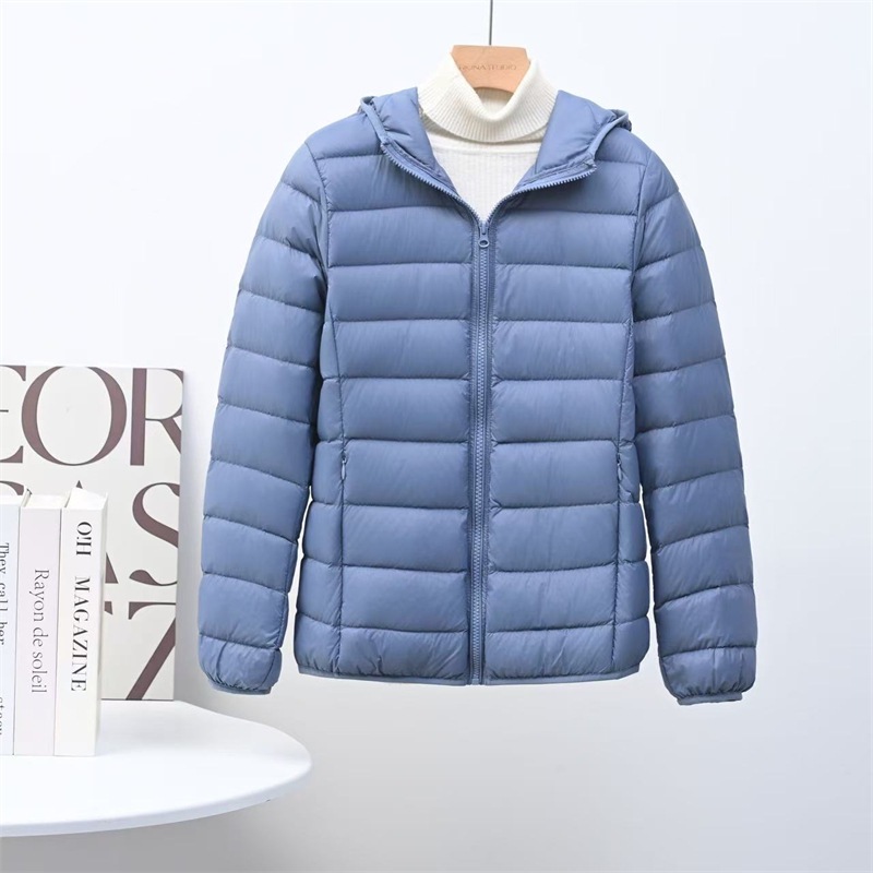 跨境2025秋冬新款轻薄款羽绒服女短款连帽白鸭绒修身大码轻便外套|undefined