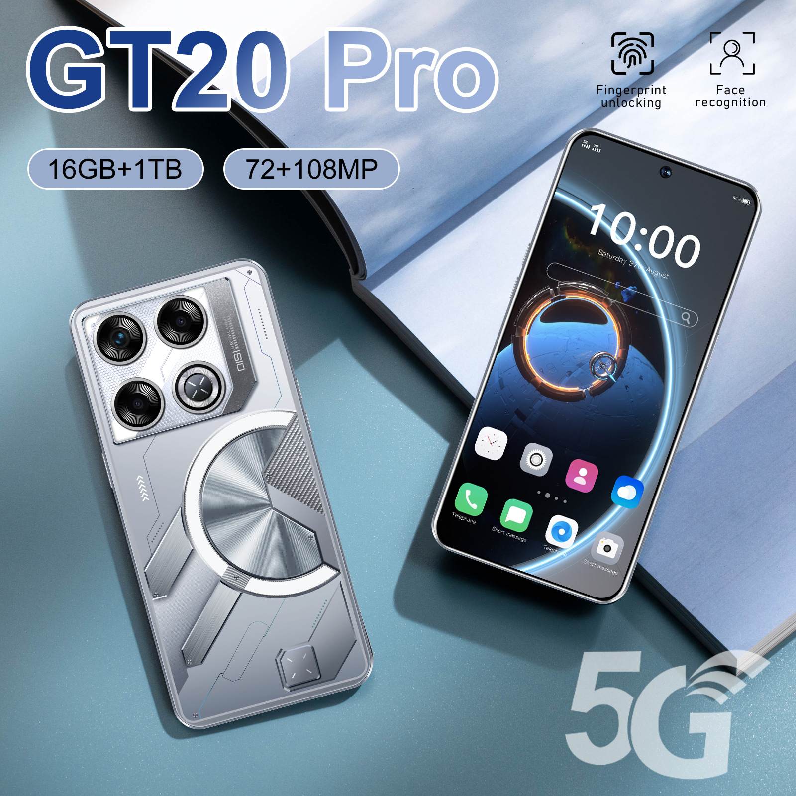 Cross-Border Mobile Phone Gt20 Pro Android 7.3inch Large Screen 16+1t Smartphone Factory Tk/Temu Can Be Shipped on Behalf of Others
