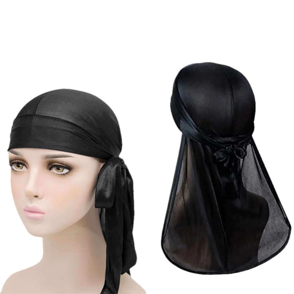 Europa y los Estados Unidos venden en caliente seda larga cola pirata sombrero seda sombrero silky durag fábrica venta directa turbante