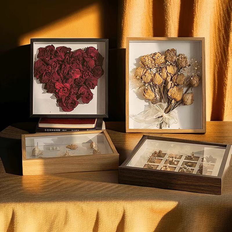 Creative Rose DIY Handmade Dried Flower Photo Frame, Three-Dimensional Hollow Framed Display Frame, Preserved Flower Frame Creative Rose DIY Handmade Dried Flower Photo Frame, Three-Dimensional Hollow Framed Display Frame, Preserved Flower Frame
