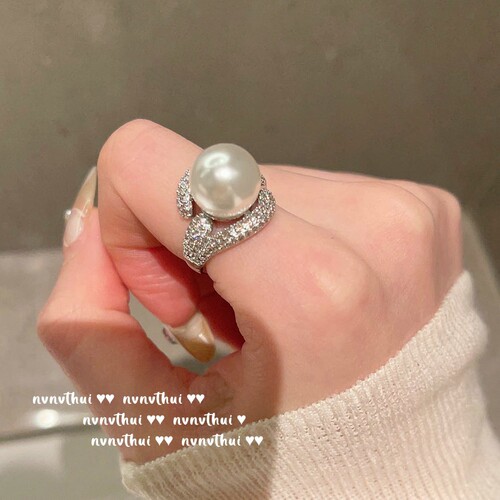 Miss Alice flower gemstone ring, bouquet, 18K gold plated, romantic floral zircon pearl ring