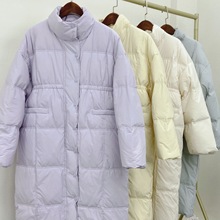 中長款羽絨服女冬季新款高級感小個子設計感白鴨絨立領外套批發