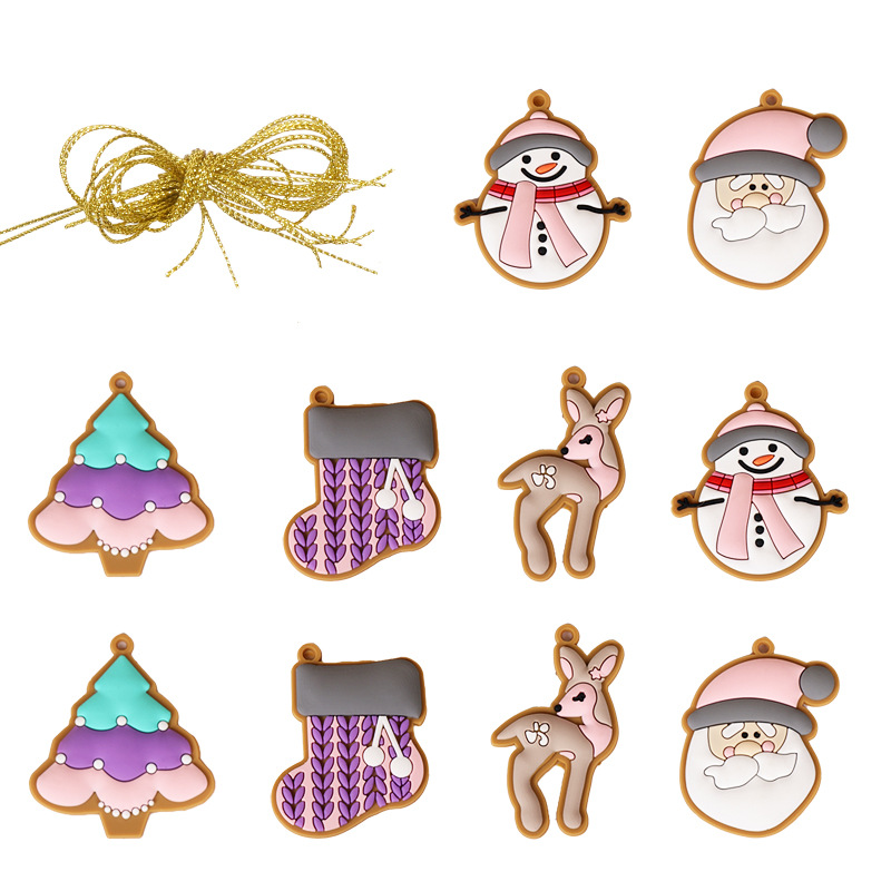 Nueva Navidad transfronteriza panqueque casa decoraciones pvc pegamento flexible colgando árbol de navidad decoración escena diseño apoyos