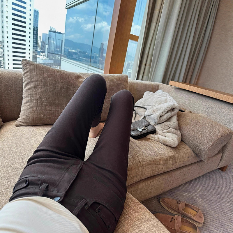 10/31 Is Available for Autumn and Winter! ! Highly Sought-After Fleece Skinny Pants, Comfortable Four-Way Stretch Denim Without Bulging