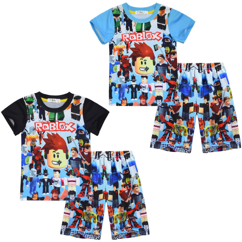 In-Stock Cross-Border Roblox Children's Loungewear Set Short-Sleeve Two-Piece Pajamas Pants 818