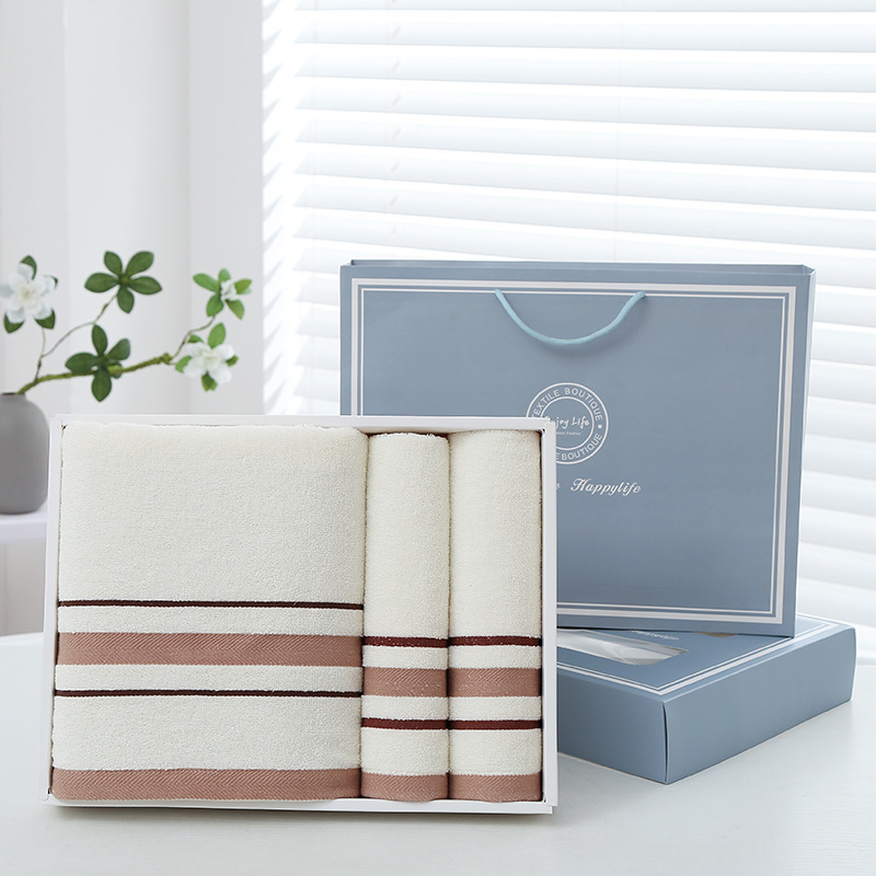 Cotton Towel Bath Towel Three-Piece Gift Box Company Annual Meeting Welfare Staff Entry Gift Wedding Birthday Return