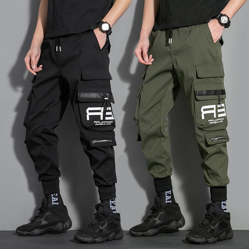 Functional Overalls Men's Handsome Loose Ankle Pants Men's Casual Pants Summer Men's Loose Sports Pants Men's Pants