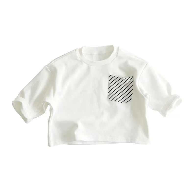 Children's thin long-sleeve top, unisex, autumn, stripe pocket, sizes 80–130