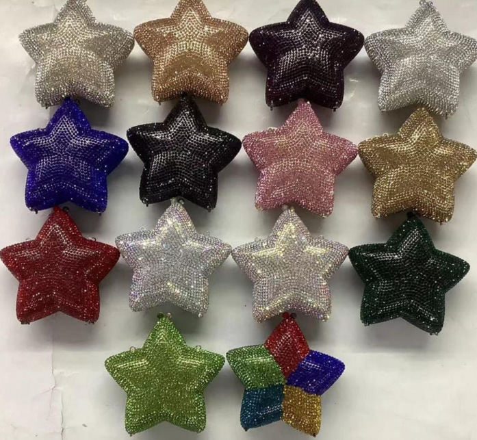 Túi clutch nữ đính kim cương dạ hội Star Rhinestone — Màu cầu vồng, Hồng chuyển dần, Tím hồng, Bạc AB chi tiết 16