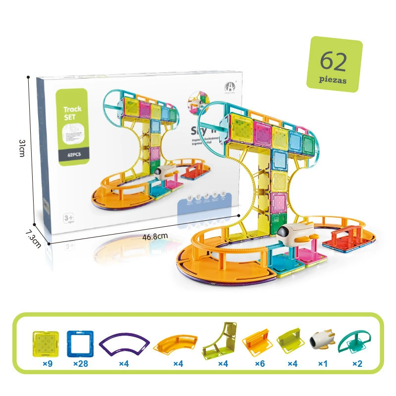 Magnetic constructor, airplane railed, roller coaster, toy, (Cross-border trading)
