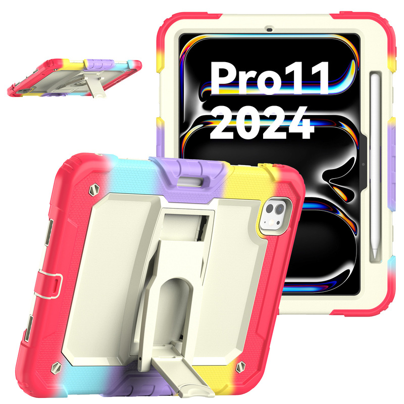 Ipadpro2024 New Silicone Tablet Protective Case Air6 Apple Protective Case 11inch Anti-Fall and Anti-Bend Bracket Ipadpro2024 New Silicone Tablet Protective Case Air6 Apple Protective Case 11inch Anti-Fall and Anti-Bend Bracket