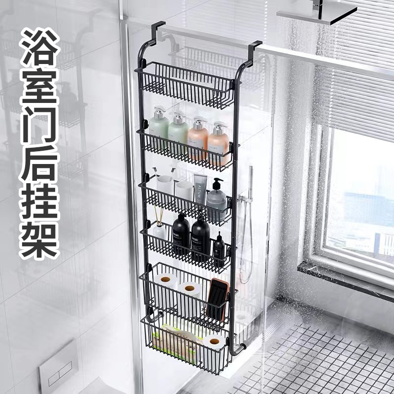 ドアの後ろに穴を開けずに吊り下げバスケット収納ラック多層収納ラックバスルームドアの後ろの吊り下げラック多機能整理ラック